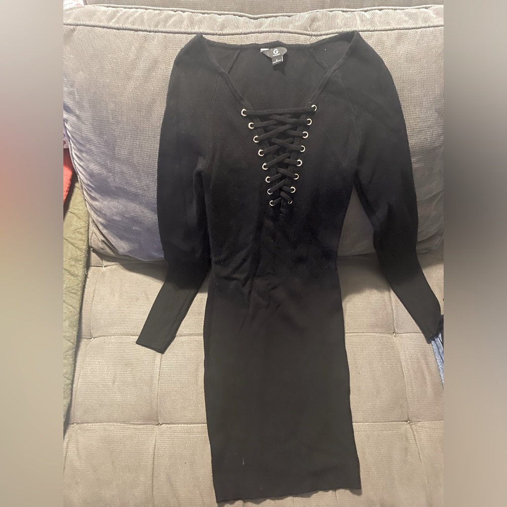 G by Guess black long sleeve short dress